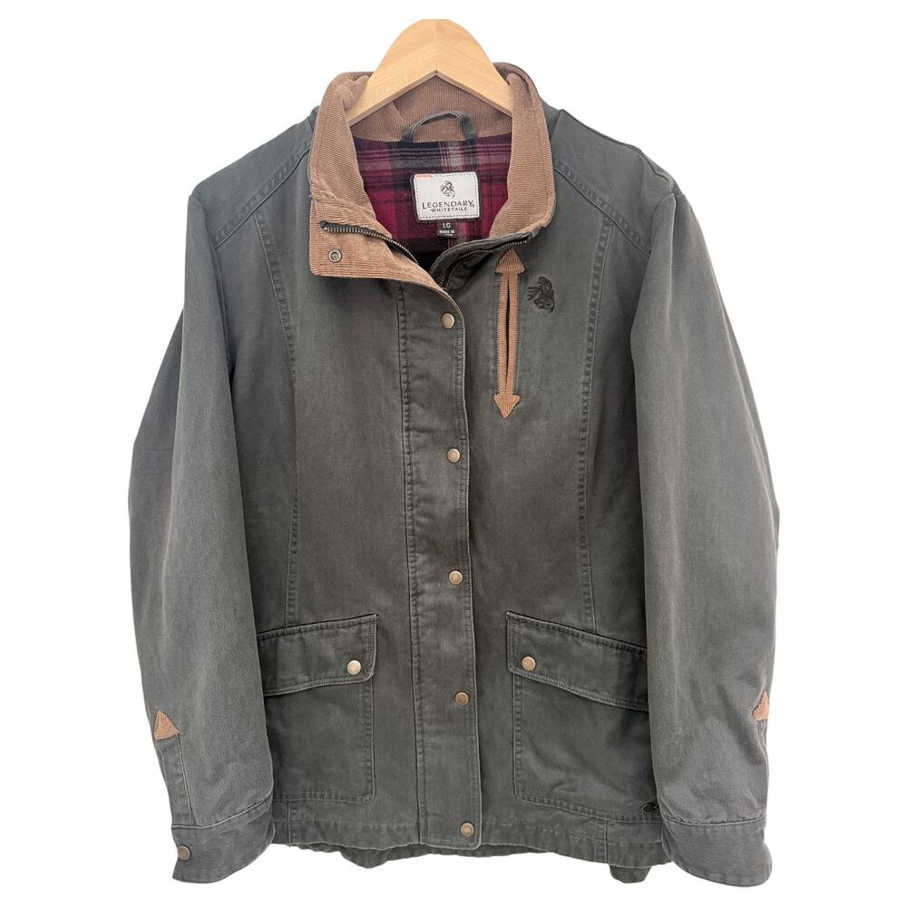 Legendary Whitetails Jacket Mens Large Green Plaid Lined Utility Coat